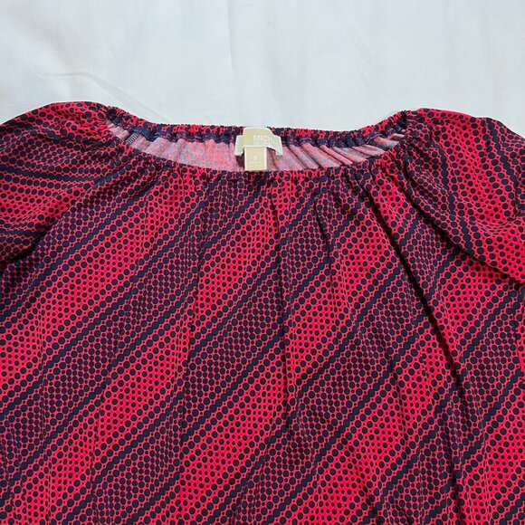 Michael Kors Navy Blue Red Polka Dot Flare Sleeve Elastic Waist Blouse | Size S - Picture 4 of 6